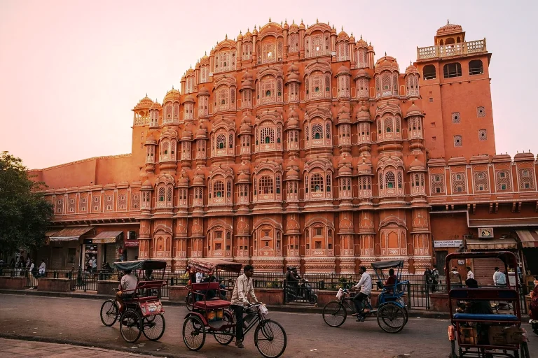 Hawa Mahal Jaipur sunrise view - Rajasthan pink city architecture